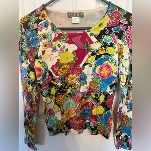 Jieke Vibrant Floral LS Scoop neck fitted sweater
